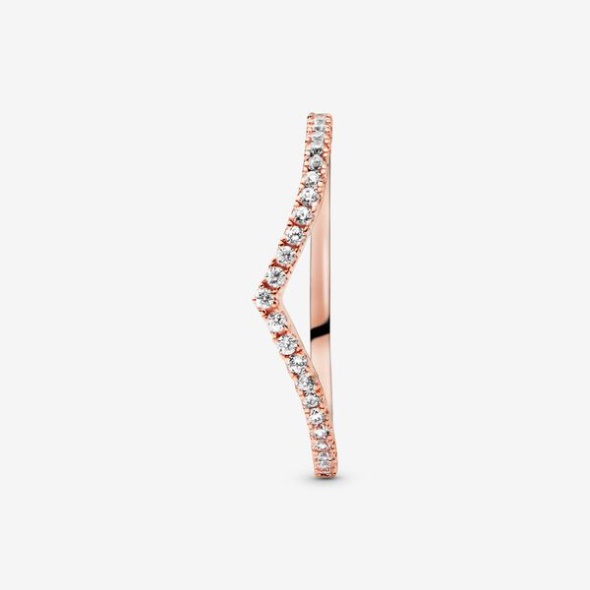 Sparkling Wishbone Ring Pandora Australia Rose Gold Plated