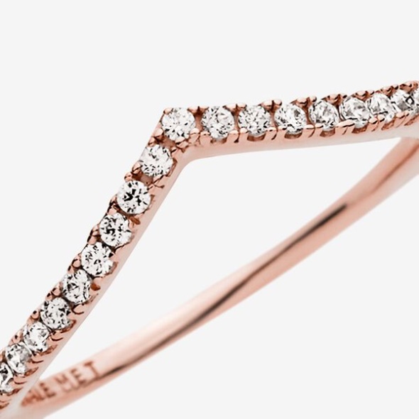 Sparkling Wishbone Ring Pandora Australia Rose Gold Plated