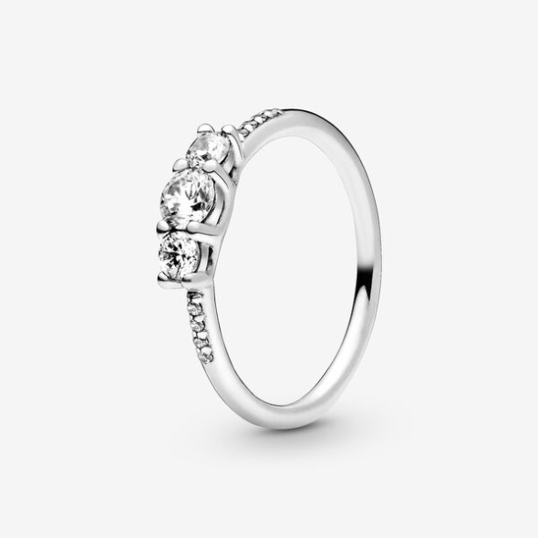 Clear Three-Stone Ring Pandora Australia Sterling Silver