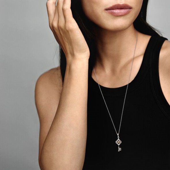 Two-Tone Key Flower Necklace-Final Sale Pandora Australia