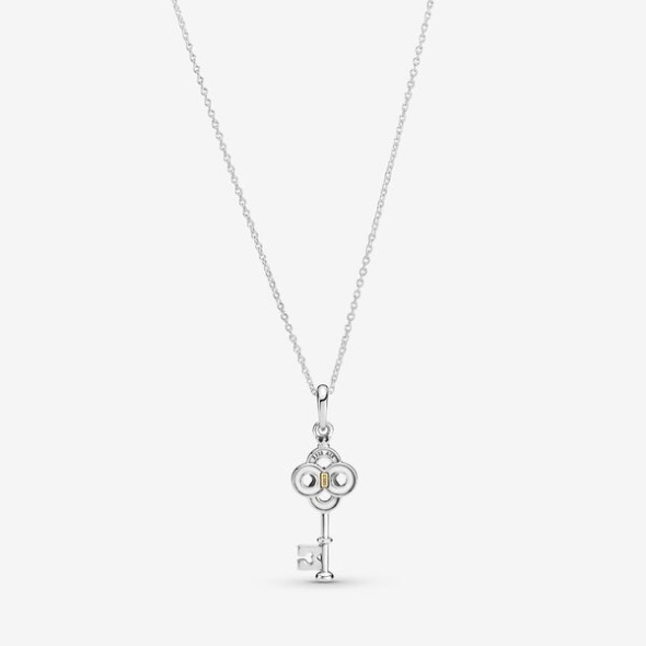 Two-Tone Key Flower Necklace-Final Sale Pandora Australia