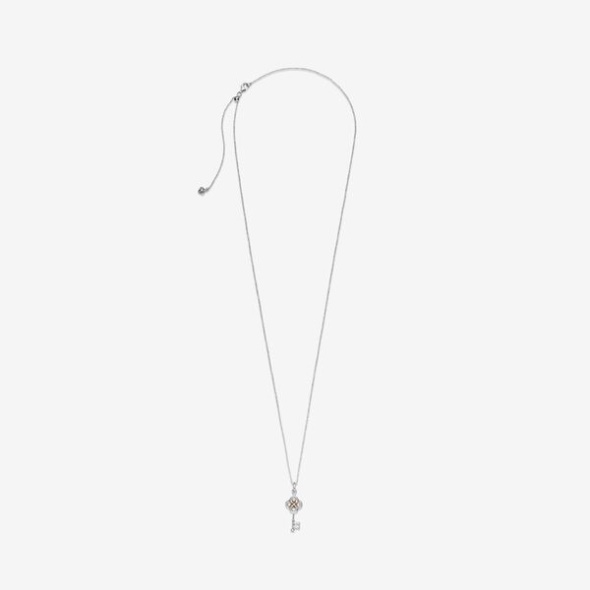Two-Tone Key Flower Necklace-Final Sale Pandora Australia