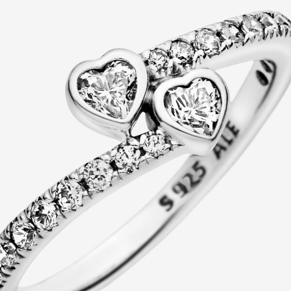 Two Sparkling Hearts Ring Pandora Australia