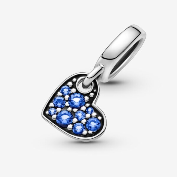 Stellar Blue Pave Tilted Heart Dangle Charm Pandora Australia