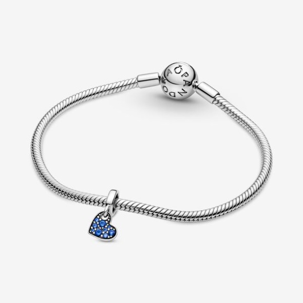 Stellar Blue Pave Tilted Heart Dangle Charm Pandora Australia