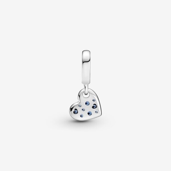 Stellar Blue Pave Tilted Heart Dangle Charm Pandora Australia