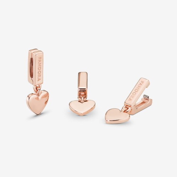 Heart Dangle Clip Charm Pandora Australia Rose Gold Plated