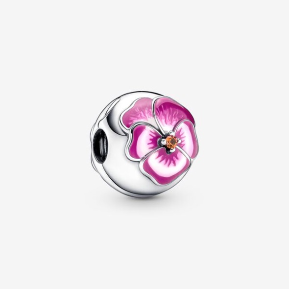 Pink Pansy Flower Clip Charm Pandora Australia