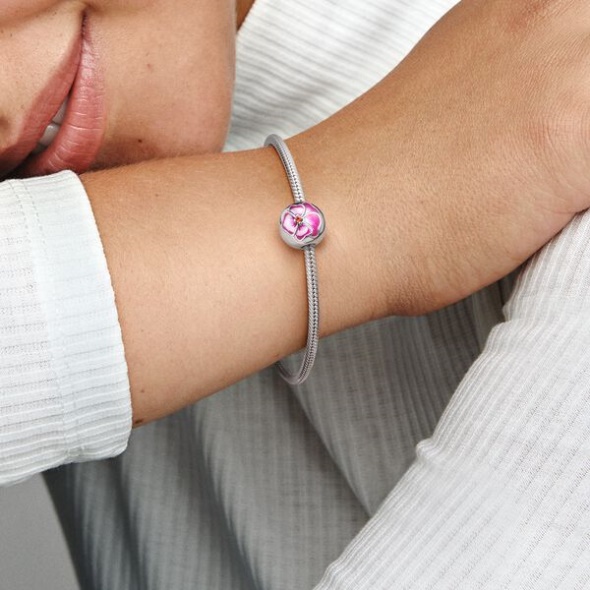 Pink Pansy Flower Clip Charm Pandora Australia