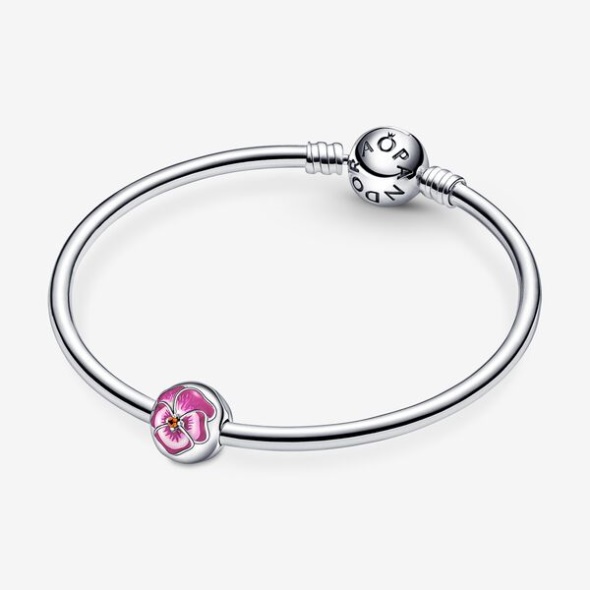 Pink Pansy Flower Clip Charm Pandora Australia