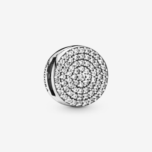 Round Pave Clip Charm Pandora Australia Sterling Silver