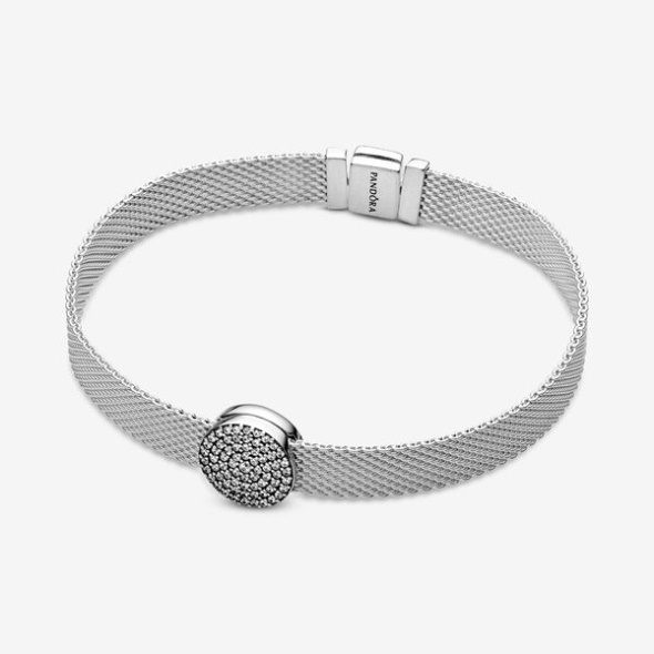 Round Pave Clip Charm Pandora Australia Sterling Silver