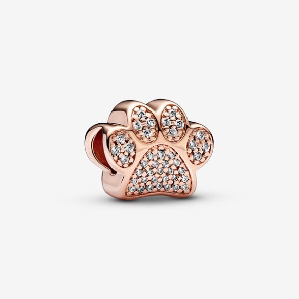 Sparkling Paw Print Charm Pandora Australia Rose Gold Plated