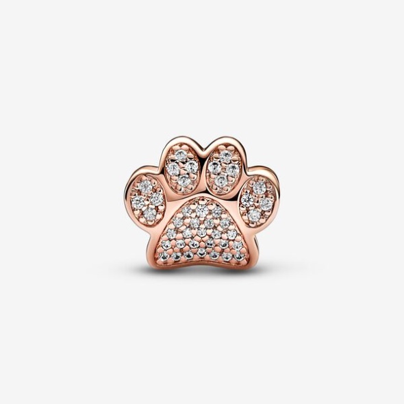 Sparkling Paw Print Charm Pandora Australia Rose Gold Plated