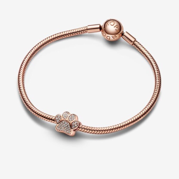 Sparkling Paw Print Charm Pandora Australia Rose Gold Plated