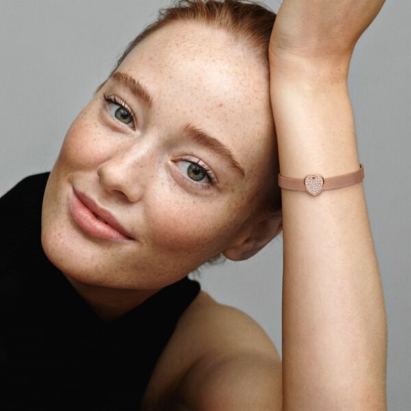 Pave Heart Clip Charm Pandora Australia Rose Gold Plated