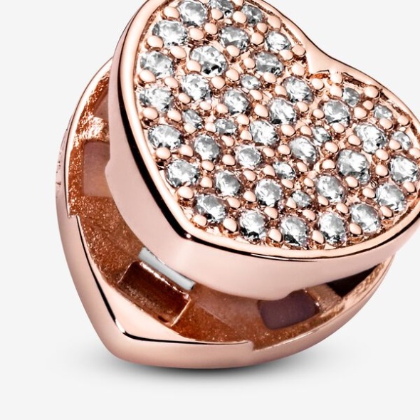 Pave Heart Clip Charm Pandora Australia Rose Gold Plated