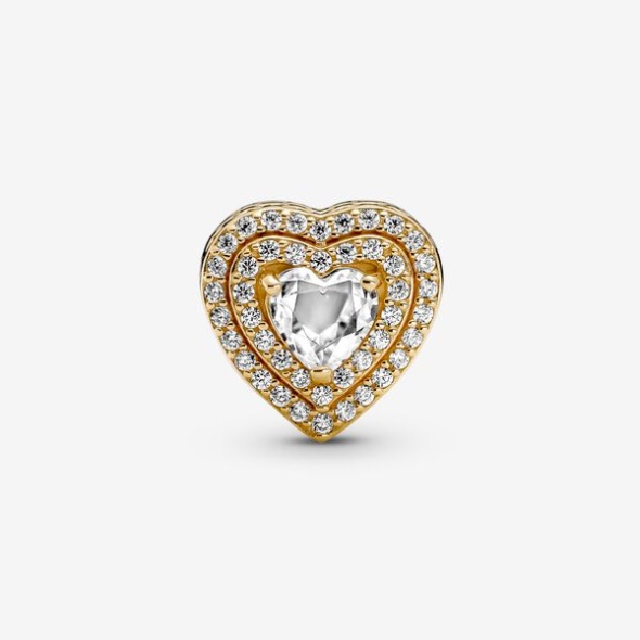 Sparkling Leveled Hearts Charm Pandora Australia Gold