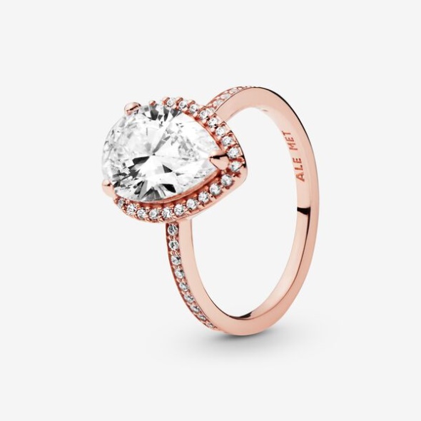Sparkling Teardrop Halo Ring Pandora Australia Rose Gold Plated
