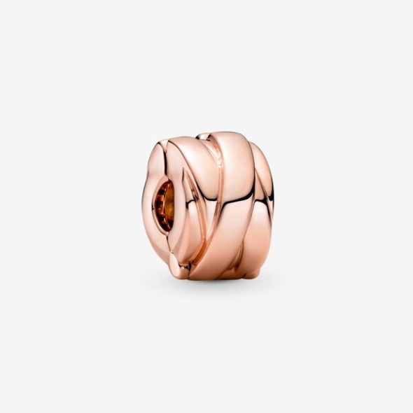 Polished Ribbons Clip Charm Pandora Australia Rose Gold Plated