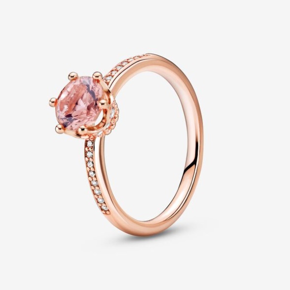 Pink Sparkling Crown Solitaire Ring Pandora Australia