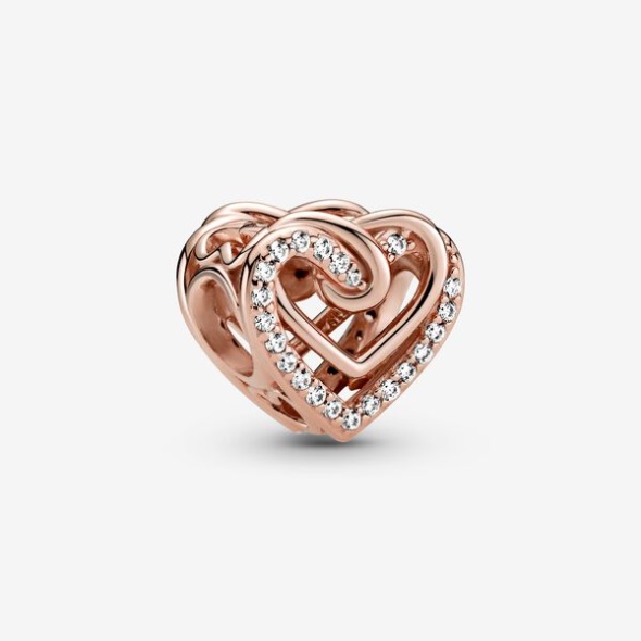 Sparkling Entwined Hearts Charm Pandora Australia Rose Gold Plated