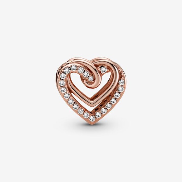 Sparkling Entwined Hearts Charm Pandora Australia Rose Gold Plated