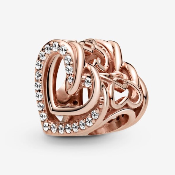 Sparkling Entwined Hearts Charm Pandora Australia Rose Gold Plated