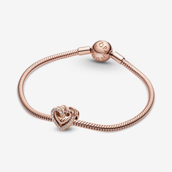 Sparkling Entwined Hearts Charm Pandora Australia Rose Gold Plated