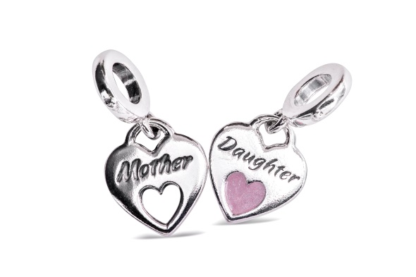 PANDORA Double Heart Split Pink Enamel Charm