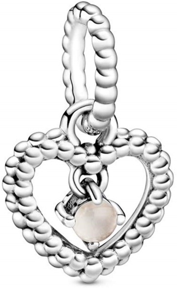 PANDORA Misty Rose Beaded Heart Dangle Charm