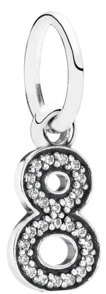 PANDORA Number 8 Dangle Charm Clear CZ
