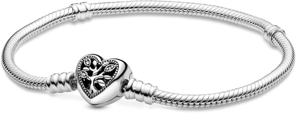 PANDORA Pandora Moments Family Tree Heart Clasp Snake Chain Bracelet