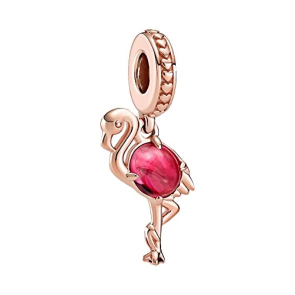 PANDORA Pink Murano Glass Flamingo Dangle Charm