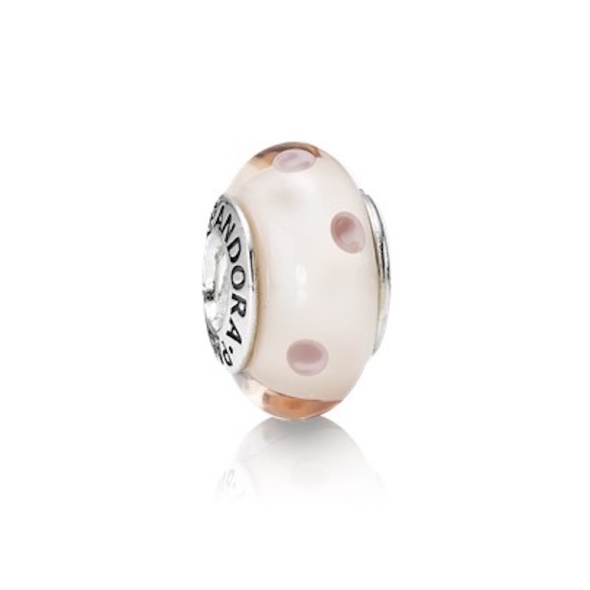 PANDORA Retired Murano Glass Pink Polka Dots Charm