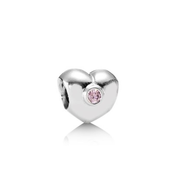 PANDORA Retired Sterling Silver Heart Bead with Pink Zirconia