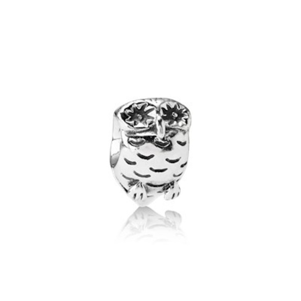PANDORA Retired Sterling Silver Owl Animal Bead