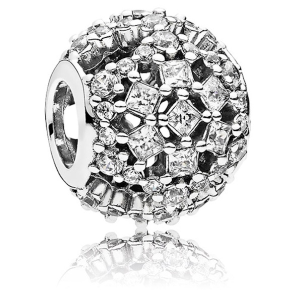PANDORA Retired Sterling Silver Snow Flurry Charm with Clear Zirconia
