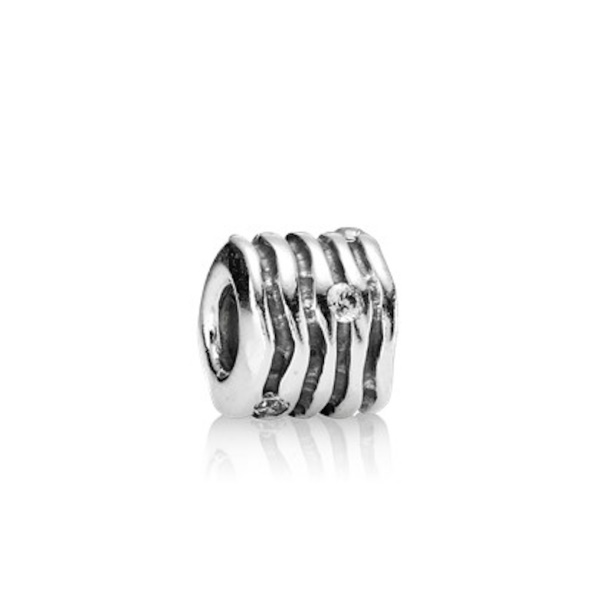 PANDORA Retired Sterling Silver Swirl Wrap Charm with Clear Cubic Zirconia