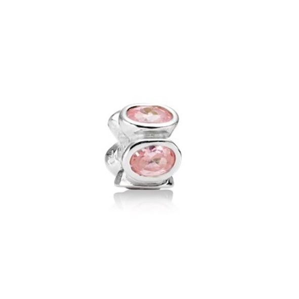 PANDORA Retired Sterling Silver with Pink Zirconia Oval Lights Bead