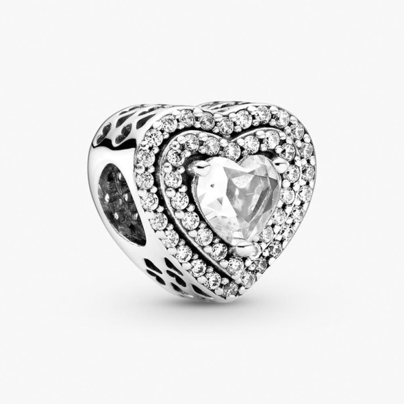 PANDORA Sparkling Leveled Hearts Charm