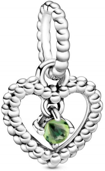 PANDORA Spring Green Beaded Heart Dangle Charm