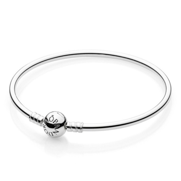 PANDORA Sterling Silver Bangle Bracelet with Pandora Snap Clasp
