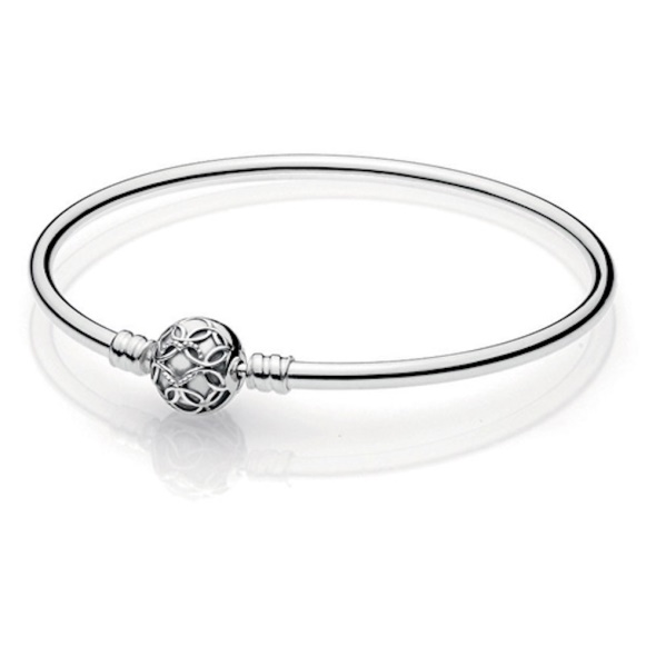 PANDORA Sterling Silver Pattern of Love Bangle with Hearts