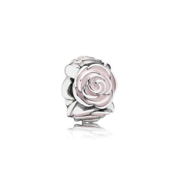 PANDORA Sterling Silver Rose Garden Clip Charm with Pink Enamel