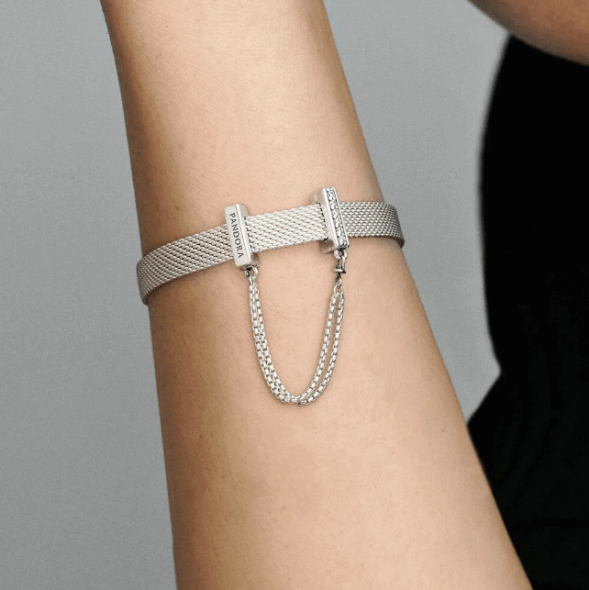 PANDORA Sterling Silver Safety Chain With Clear Cubic Zirconia