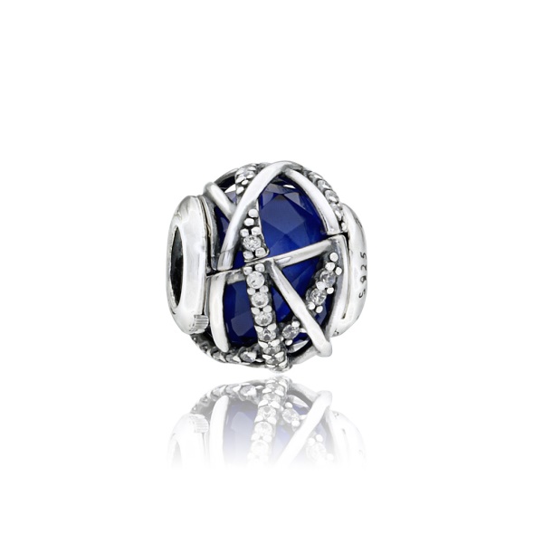 Pandora Galaxy Silver Charm Royal Blue Crystal Cubic Zirconia