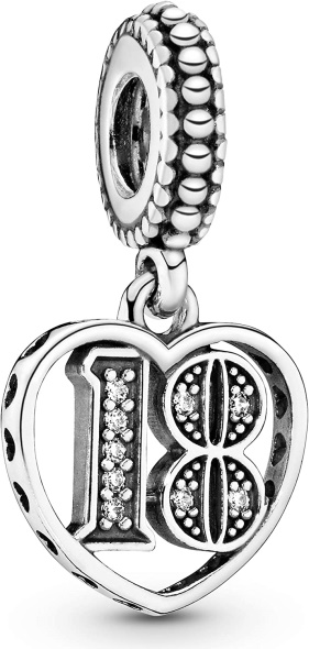Pandora Jewelry 18 Years of Love Cubic Zirconia Charm in Sterling Silver