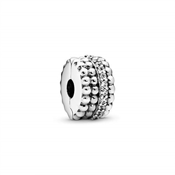 Pandora Jewelry Beaded Clip Cubic Zirconia Charm in Sterling Silver