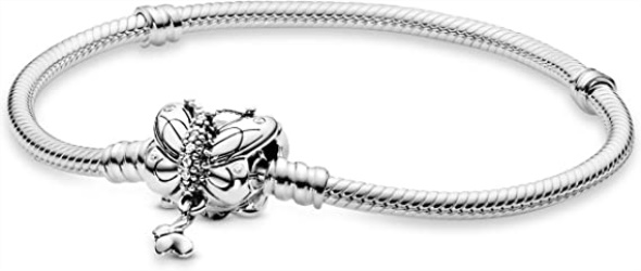 Pandora Jewelry Moments Butterfly Clasp Snake Chain Cubic Zirconia Bracelet
